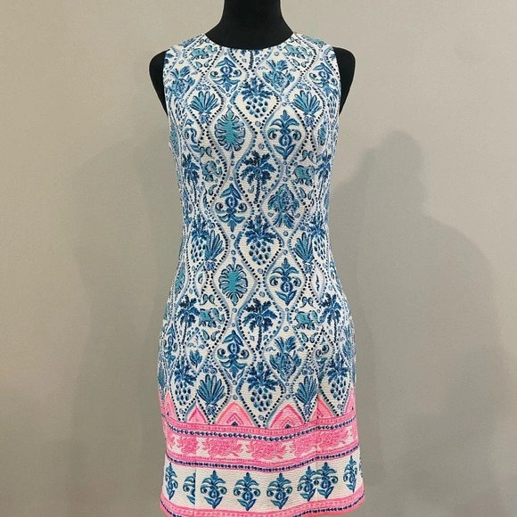 Lilly Pulitzer Mila Stretch Shift Dress Resort White Isle Of Tile Size 0 - Picture 3 of 10